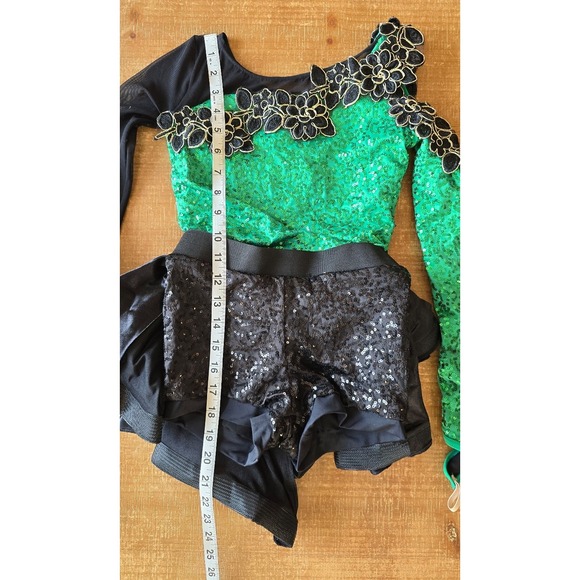 Weissman green and black dance costume child size medium - Picture 9 of 9